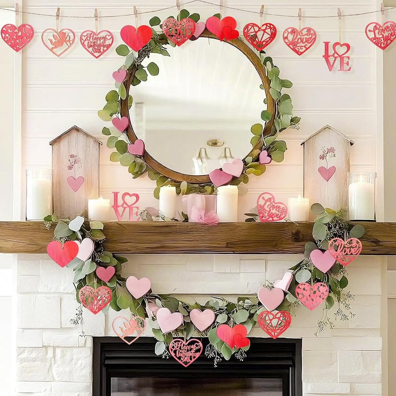 Sophena 80PCS Wooden Heart Ornaments to Paint Valentine's Day Craft,10 Styles DIY Blank Unfinished Wood Heart Cutouts Ornament for Crafts Spring Tree Hanging Decorations Love - Image 3